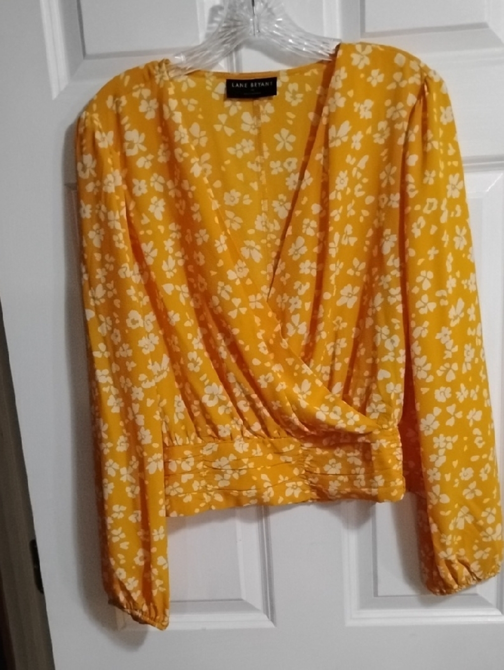 Lane Bryant Orange/White Floral Wrap Blouse